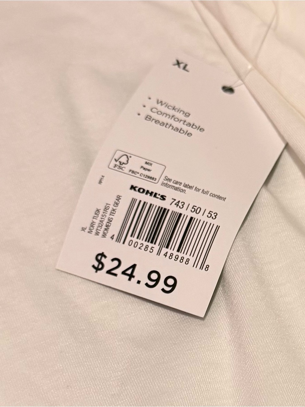 Tek Gear XL Women’s Long-Sleeve Crew Shirt in Ivory Tusk - Picture 2 of 6